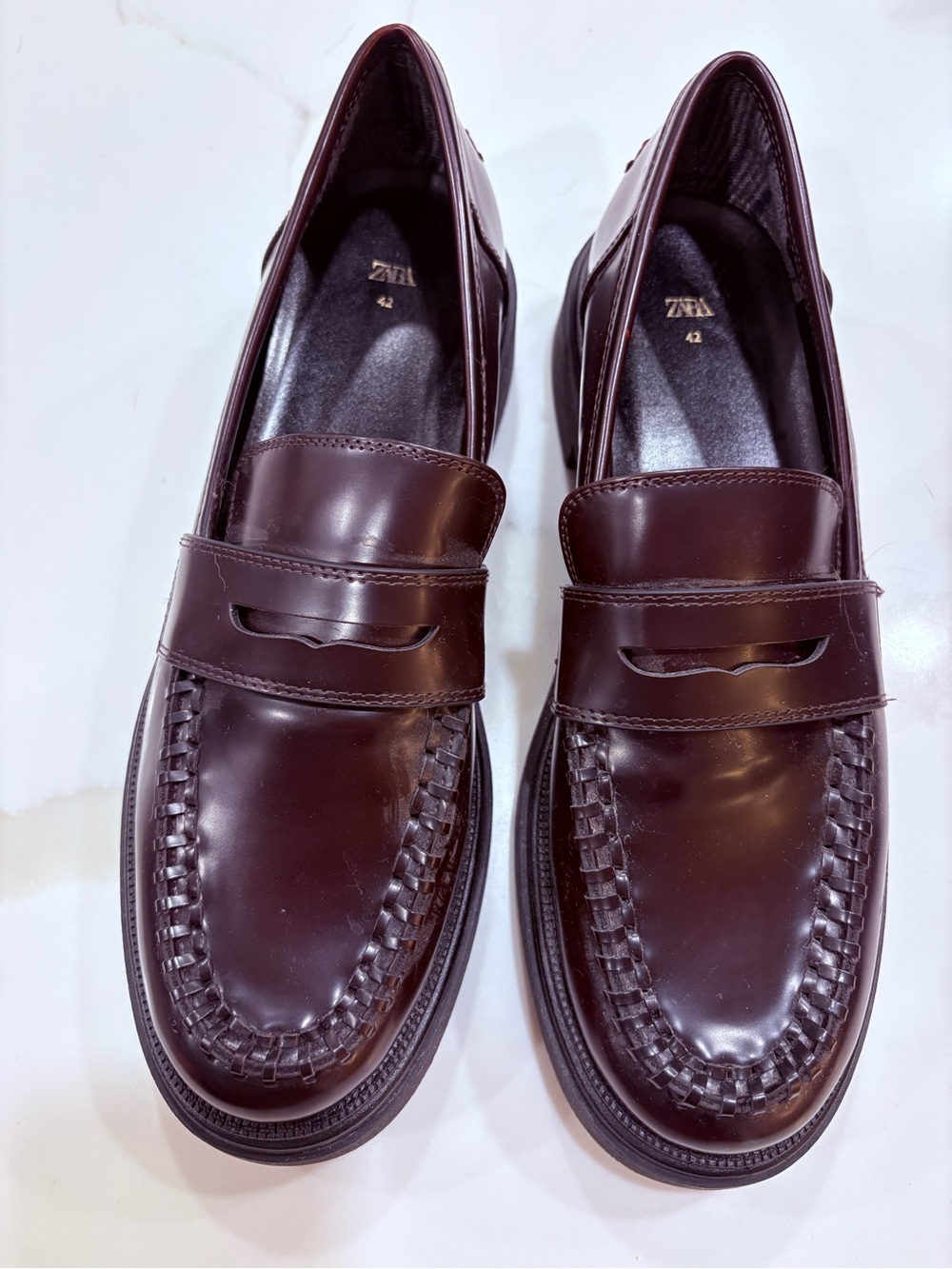 Zara Burgundy Lug Sole Loafers